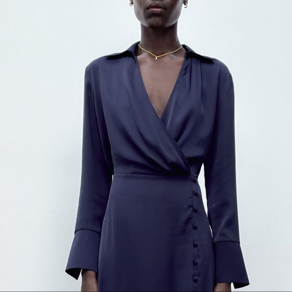 Zara Navy Midi Dress